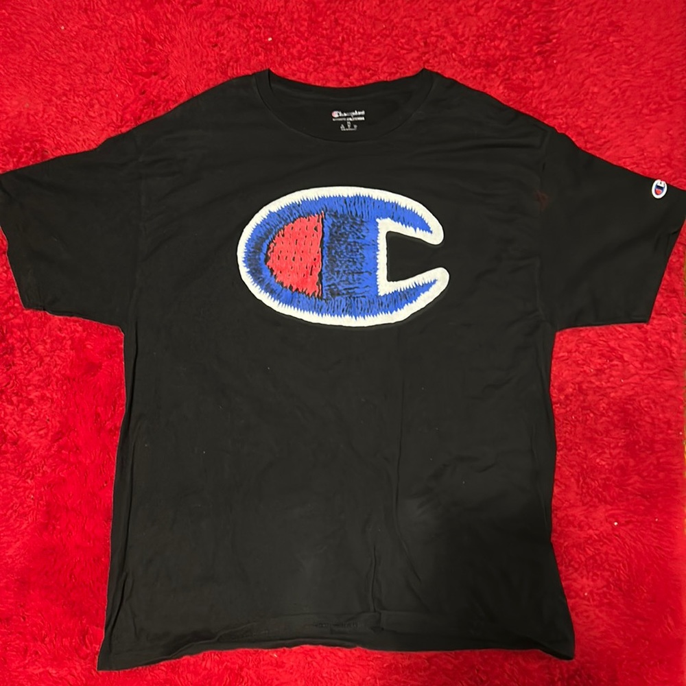 Vintage Champion Men’s Big C Logo T Shirt XL Rug Patch